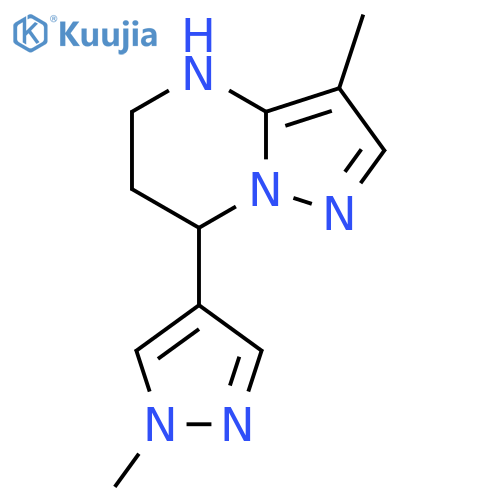 1-methyl-4-{3-methyl-4H,5H,6H,7H-pyrazolo1,5-apyrimidin-7-yl}-1H-pyrazole structure
