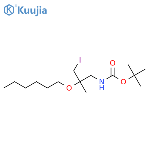 tert-butyl N-2-(hexyloxy)-3-iodo-2-methylpropylcarbamate structure