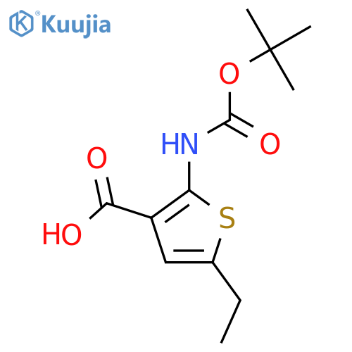 2-{(tert-butoxy)carbonylamino}-5-ethylthiophene-3-carboxylic acid structure