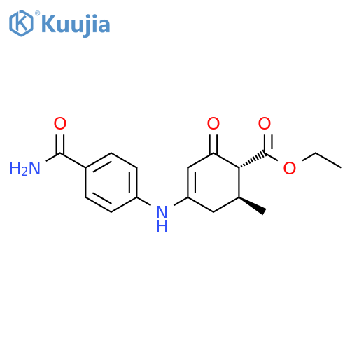 3-Cyclohexene-1-carboxylic acid, 4-[[4-(aminocarbonyl)phenyl]amino]-6-methyl-2-oxo-, ethyl ester, trans- (9CI) structure
