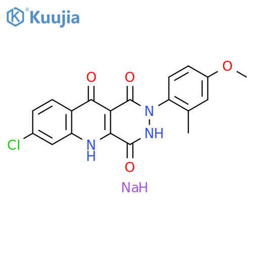 Pyridazino[4,5-b]quinoline-1,4,10(5H)-trione, 7-chloro-2,3-dihydro-2-(4-methoxy-2-methylphenyl)-, sodium salt (1:1) structure