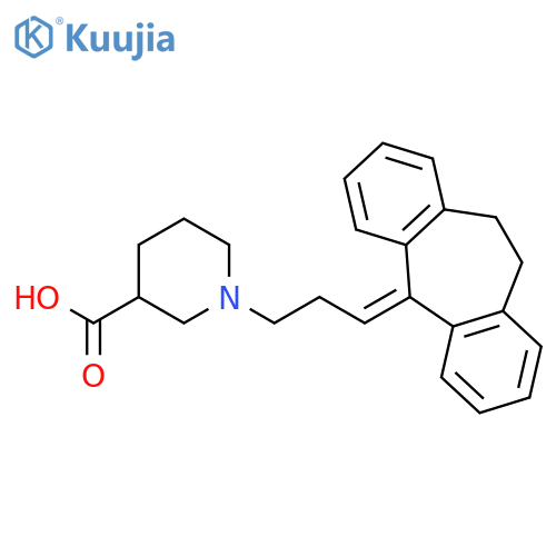 1-[3-(10,11-Dihydro-5H-dibenzo[a,d]cyclohepten-5-ylidene)propyl]piperidine-3(R)-carboxylic acid structure