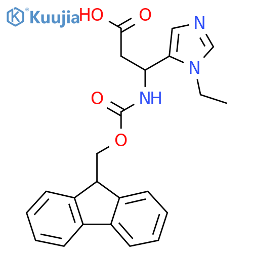 3-(1-ethyl-1H-imidazol-5-yl)-3-({(9H-fluoren-9-yl)methoxycarbonyl}amino)propanoic acid structure