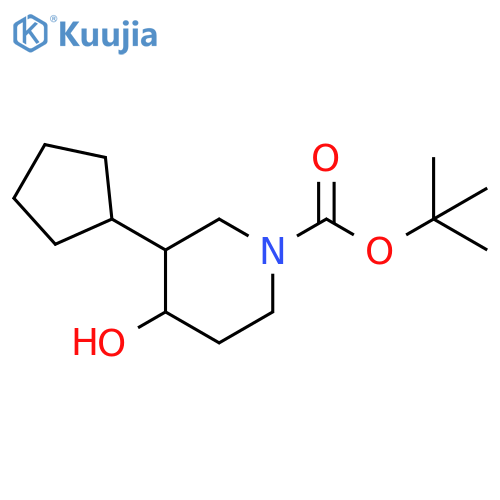 tert-butyl 3-cyclopentyl-4-hydroxypiperidine-1-carboxylate structure