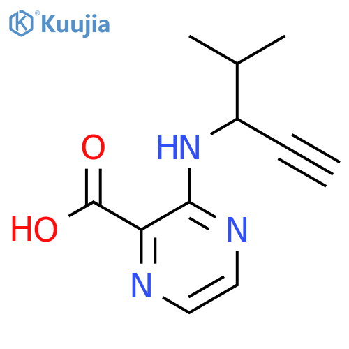 3-(4-methylpent-1-yn-3-yl)aminopyrazine-2-carboxylic acid structure