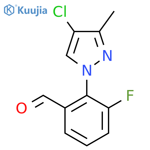 2-(4-chloro-3-methyl-1H-pyrazol-1-yl)-3-fluorobenzaldehyde structure