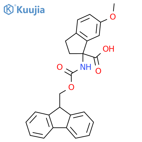 1-({(9H-fluoren-9-yl)methoxycarbonyl}amino)-6-methoxy-2,3-dihydro-1H-indene-1-carboxylic acid structure