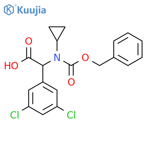 2-{(benzyloxy)carbonyl(cyclopropyl)amino}-2-(3,5-dichlorophenyl)acetic acid structure