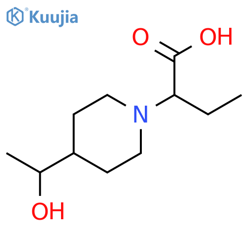 2-(4-(1-hydroxyethyl)piperidin-1-yl)butanoic acid structure