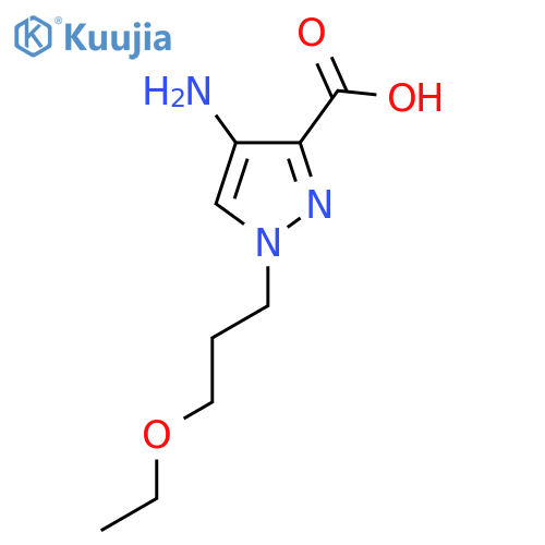 4-amino-1-(3-ethoxypropyl)-1H-pyrazole-3-carboxylic acid structure
