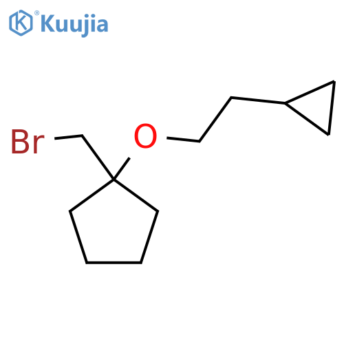 1-(bromomethyl)-1-(2-cyclopropylethoxy)cyclopentane structure