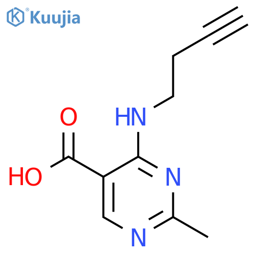 4-(but-3-yn-1-yl)amino-2-methylpyrimidine-5-carboxylic acid structure