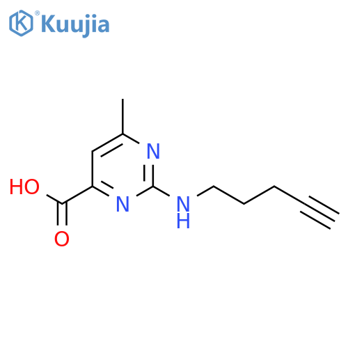 6-methyl-2-(pent-4-yn-1-yl)aminopyrimidine-4-carboxylic acid structure