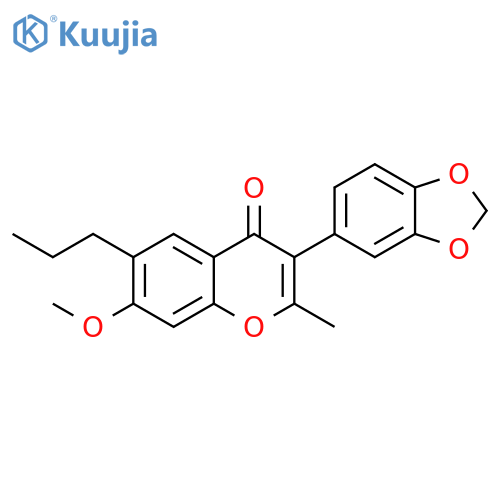 3-(2H-1,3-benzodioxol-5-yl)-7-methoxy-2-methyl-6-propyl-4H-chromen-4-one structure