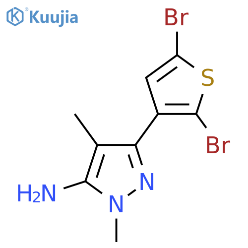 3-(2,5-dibromothiophen-3-yl)-1,4-dimethyl-1H-pyrazol-5-amine structure