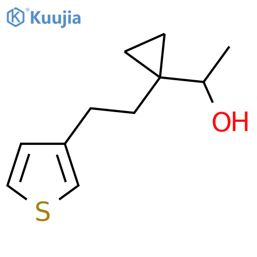1-{1-2-(thiophen-3-yl)ethylcyclopropyl}ethan-1-ol structure