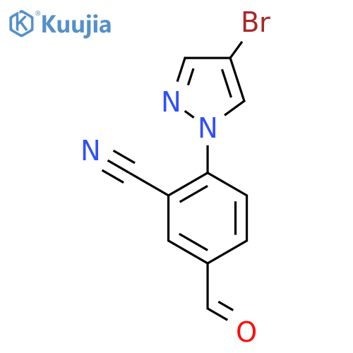 2-(4-bromo-1H-pyrazol-1-yl)-5-formylbenzonitrile structure