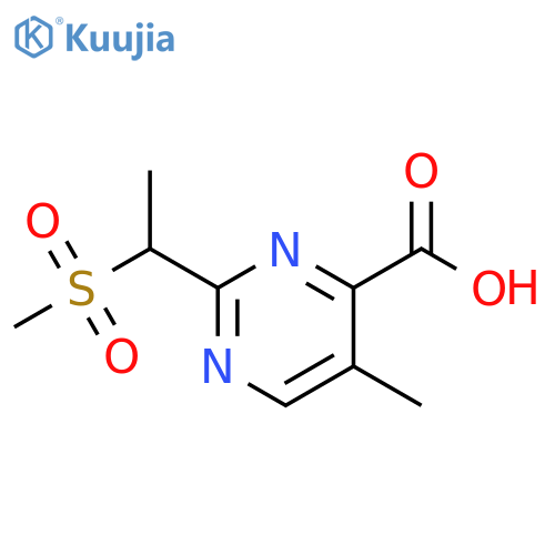 4-Pyrimidinecarboxylic acid, 5-methyl-2-[1-(methylsulfonyl)ethyl]- structure