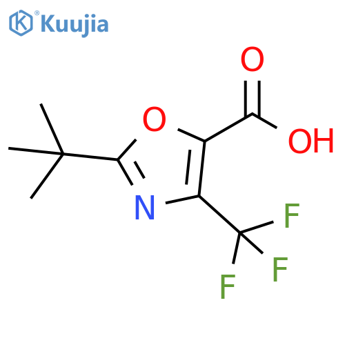 2-tert-butyl-4-(trifluoromethyl)-1,3-oxazole-5-carboxylic acid structure