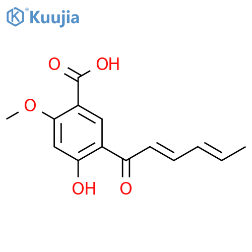 4-Hydroxy-2-methoxy-5-(1-oxo-2,4-hexadienyl)benzaldehyde; 7-Carboxylic acid structure