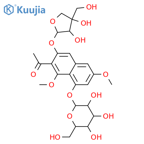 2-Acetyl-1,3,6,8-naphthalenetetrol; 1,6-Di-Me ether, 3-O-β-D-apiofuranoside, 8-O-β-D-glucopyranoside structure