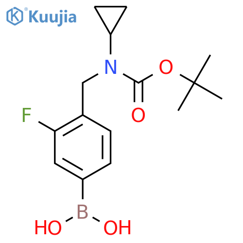 4-((tert-Butoxycarbonyl(cyclopropyl)amino)methyl)-3-fluorophenylboronic acid structure