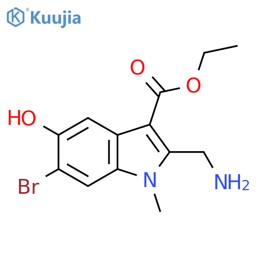 Ethyl 2-(aminomethyl)-6-bromo-5-hydroxy-1-methyl-1H-indole-3-carboxylate structure