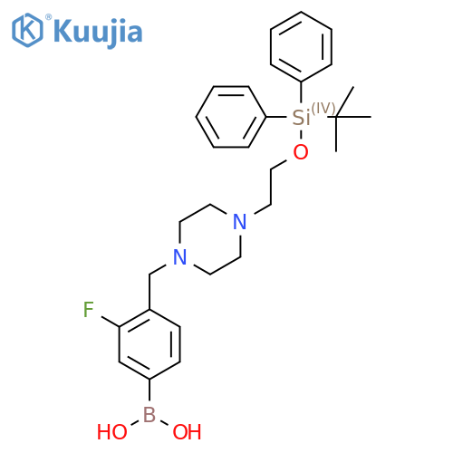 (4-((4-(2-((Tert-butyldiphenylsilyl)oxy)ethyl)piperazin-1-yl)methyl)-3-fluorophenyl)boronic acid structure