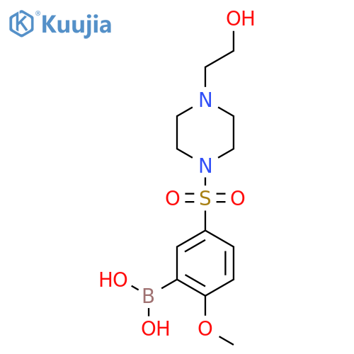(5-((4-(2-Hydroxyethyl)piperazin-1-yl)sulfonyl)-2-methoxyphenyl)boronic acid structure
