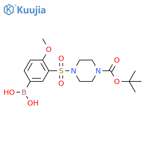(3-((4-(Tert-butoxycarbonyl)piperazin-1-yl)sulfonyl)-4-methoxyphenyl)boronic acid structure