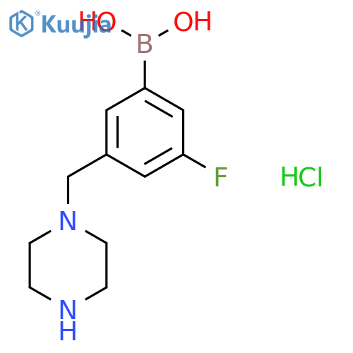 (3-Fluoro-5-(piperazin-1-ylmethyl)phenyl)boronic acid hydrochloride structure