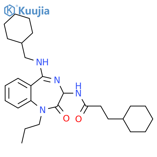 Cyclohexanepropanamide,N-[5-(cyclohexylmethylamino)-2,3-dihydro-2-oxo-1-propyl-1H-1,4-benzodiazepin-3-yl]- structure