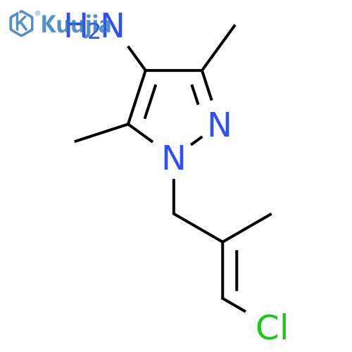 1-(3-chloro-2-methylprop-2-en-1-yl)-3,5-dimethyl-1H-pyrazol-4-amine structure