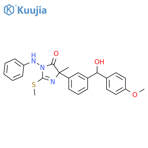 4H-Imidazol-4-one,3,5-dihydro-5-[3-[hydroxy(4-methoxyphenyl)methyl]phenyl]-5-methyl-2-(methylthio)-3-(phenylamino)- structure