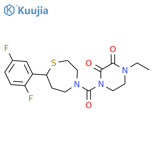 1-[7-(2,5-difluorophenyl)-1,4-thiazepane-4-carbonyl]-4-ethylpiperazine-2,3-dione structure
