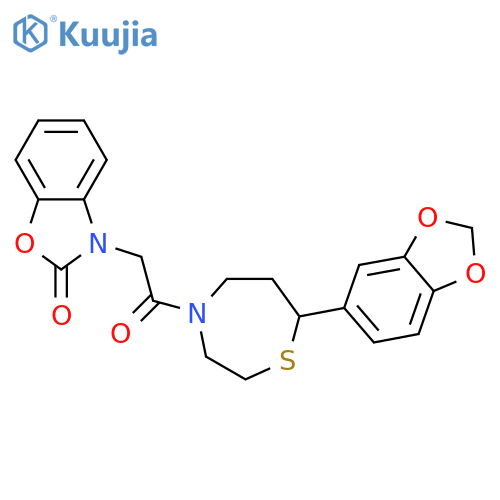 3-{2-[7-(2H-1,3-benzodioxol-5-yl)-1,4-thiazepan-4-yl]-2-oxoethyl}-2,3-dihydro-1,3-benzoxazol-2-one structure