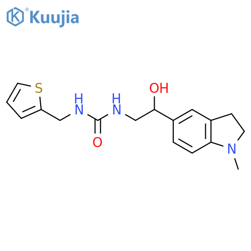 3-2-hydroxy-2-(1-methyl-2,3-dihydro-1H-indol-5-yl)ethyl-1-(thiophen-2-yl)methylurea structure