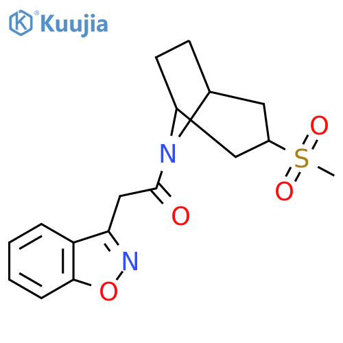 2-(1,2-benzoxazol-3-yl)-1-{3-methanesulfonyl-8-azabicyclo[3.2.1]octan-8-yl}ethan-1-one structure