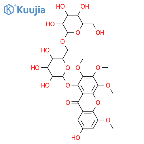 1,2,3,4,5,7-Hexahydroxyxanthone; 2,3,4,5-Tetra-Me ether, 1-O-[β-D-glucopyranosyl-(1→6)-β-D-glucopyranoside] structure
