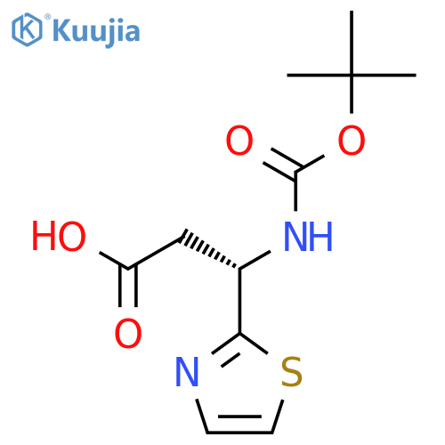 (3S)-3-{(tert-butoxy)carbonylamino}-3-(1,3-thiazol-2-yl)propanoic acid structure