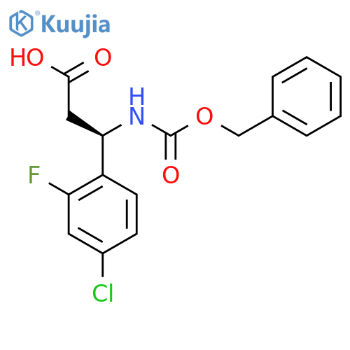 (3R)-3-{(benzyloxy)carbonylamino}-3-(4-chloro-2-fluorophenyl)propanoic acid structure