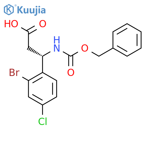 (3S)-3-{(benzyloxy)carbonylamino}-3-(2-bromo-4-chlorophenyl)propanoic acid structure