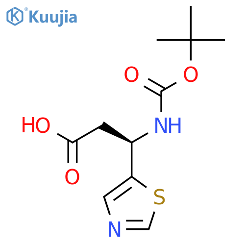 (3R)-3-{(tert-butoxy)carbonylamino}-3-(1,3-thiazol-5-yl)propanoic acid structure