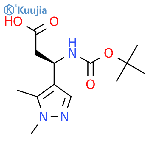 (3R)-3-{(tert-butoxy)carbonylamino}-3-(1,5-dimethyl-1H-pyrazol-4-yl)propanoic acid structure