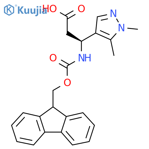(3S)-3-(1,5-dimethyl-1H-pyrazol-4-yl)-3-({(9H-fluoren-9-yl)methoxycarbonyl}amino)propanoic acid structure
