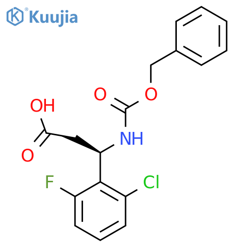 (3R)-3-{(benzyloxy)carbonylamino}-3-(2-chloro-6-fluorophenyl)propanoic acid structure