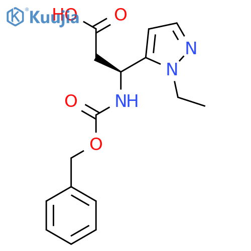 (3S)-3-{(benzyloxy)carbonylamino}-3-(1-ethyl-1H-pyrazol-5-yl)propanoic acid structure