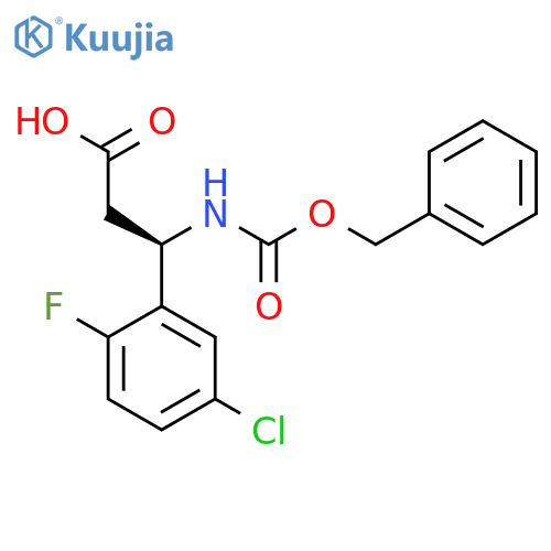 (3R)-3-{(benzyloxy)carbonylamino}-3-(5-chloro-2-fluorophenyl)propanoic acid structure
