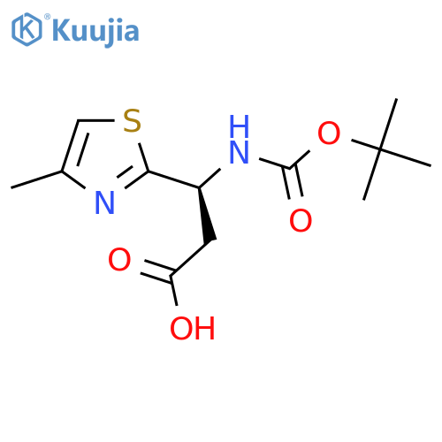 (3S)-3-{(tert-butoxy)carbonylamino}-3-(4-methyl-1,3-thiazol-2-yl)propanoic acid structure