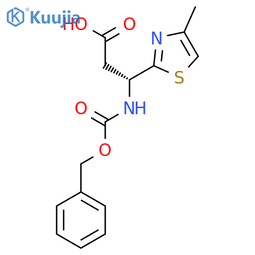 (3R)-3-{(benzyloxy)carbonylamino}-3-(4-methyl-1,3-thiazol-2-yl)propanoic acid structure